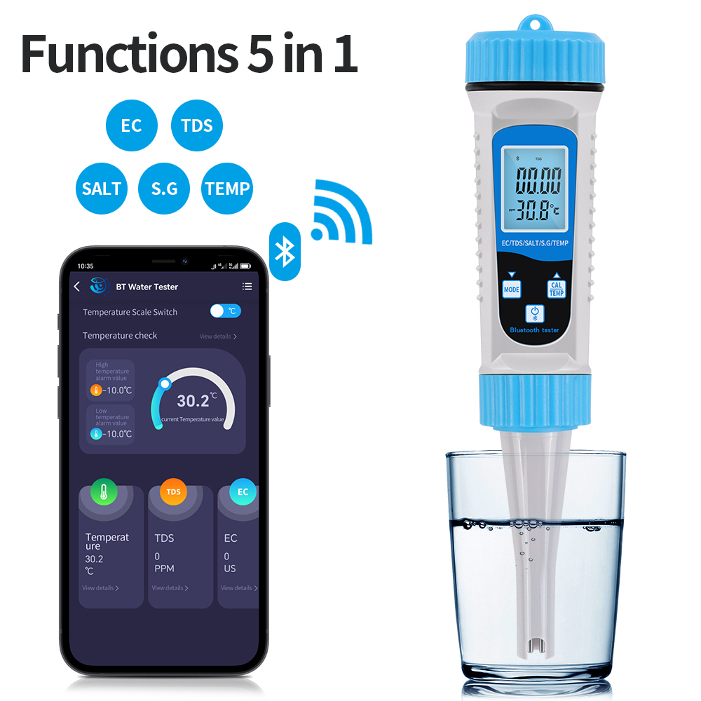 Ec Meter Digital - Tester di qualità dell'acqua Bluetooth 5
